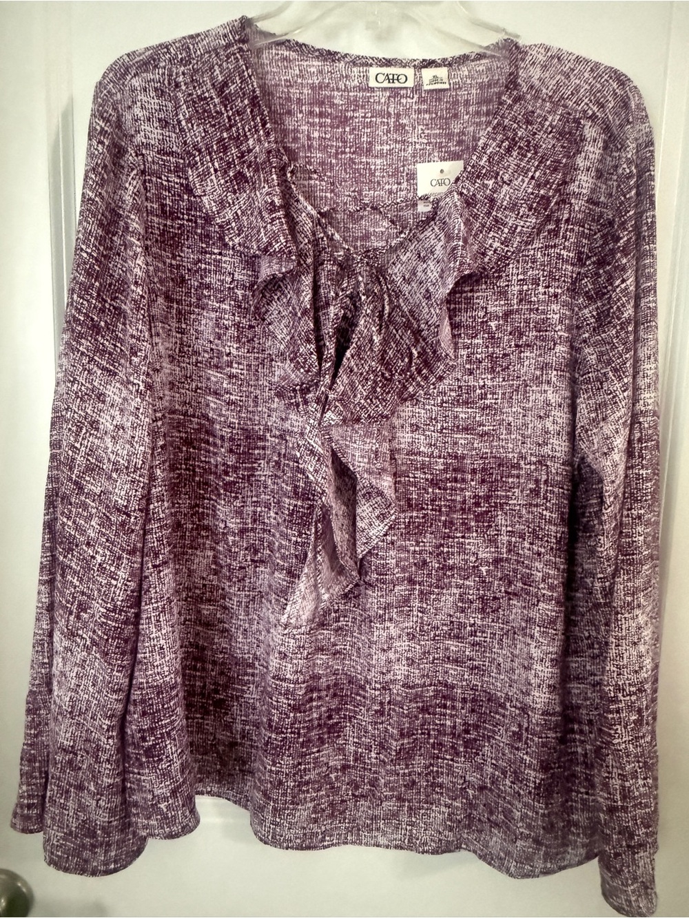 Cato Heathered Purple Ruffle-Front Women's Top